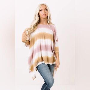 JODIFL Pink and Gold Tie-Dye Poncho